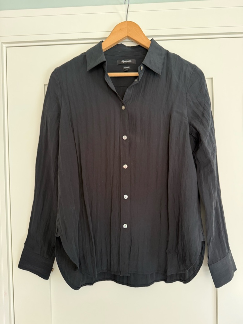 Madewell Relaxed Black Button-Front Long Sleeve Blouse Women’s Size  Small